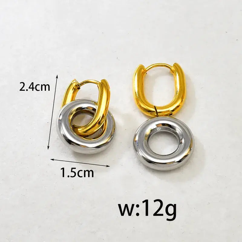 Minimalist Stainless steel Gold Plated Double Hoop Earrings