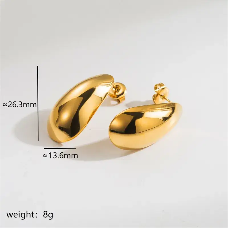 18K Gold Plated Stainless Steel Teardrop Earrings Jewelry