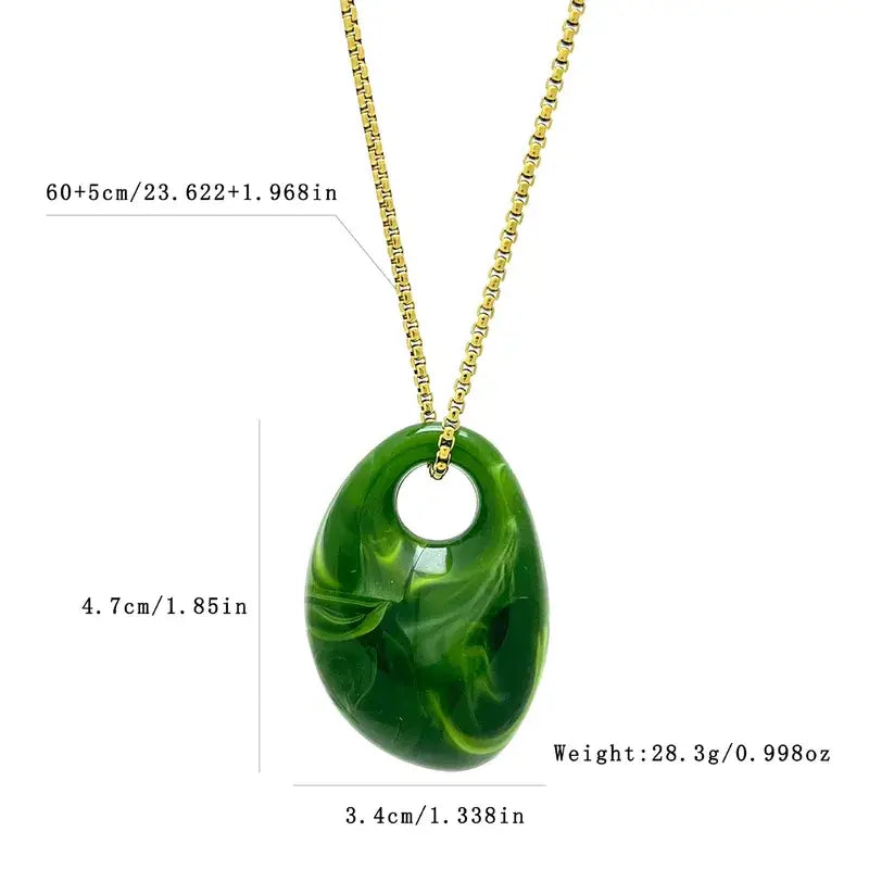 Women’s Statement Pendant Necklace – Colorful Acrylic Stone