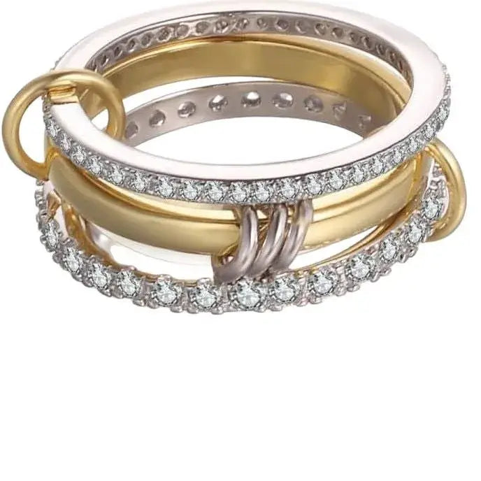 Classic Geometric Stacked Rings – Stainless Steel