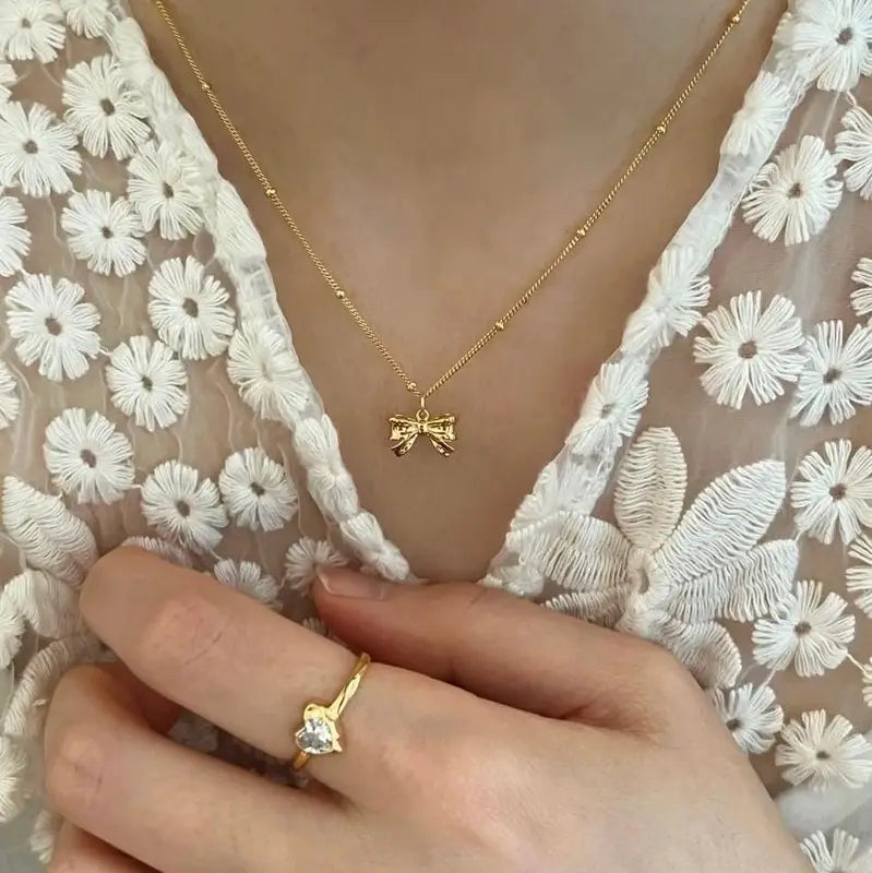 Sterling Silver Bow Pendant Necklace