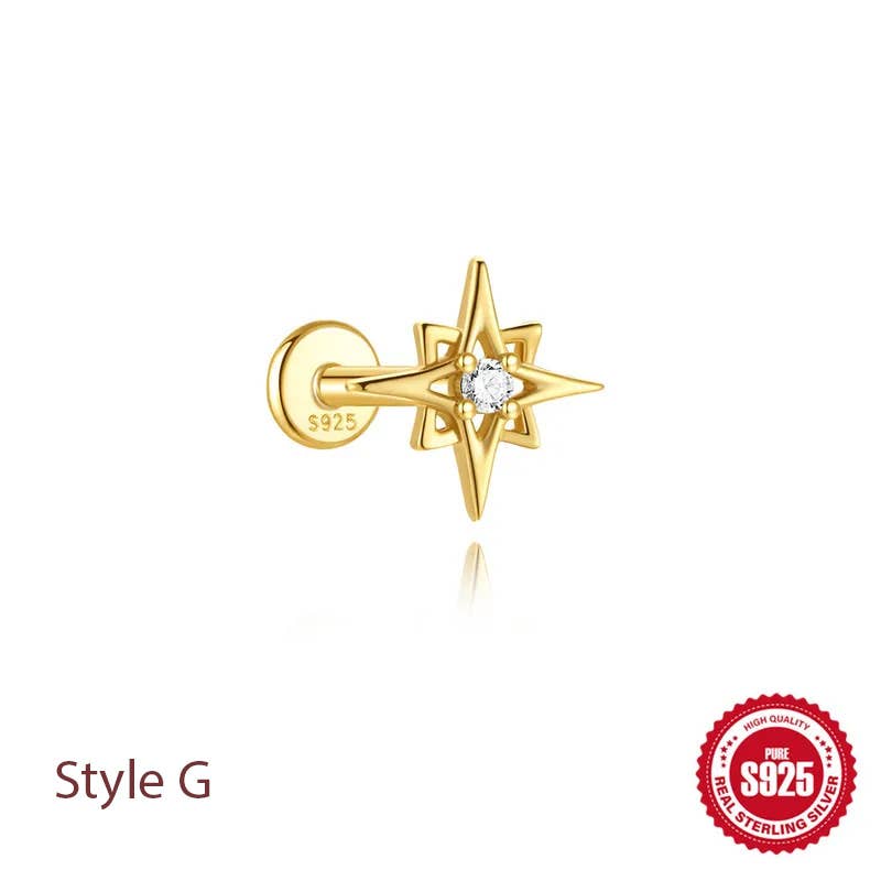Sterling Silver Gold Tassel Stud Earrings