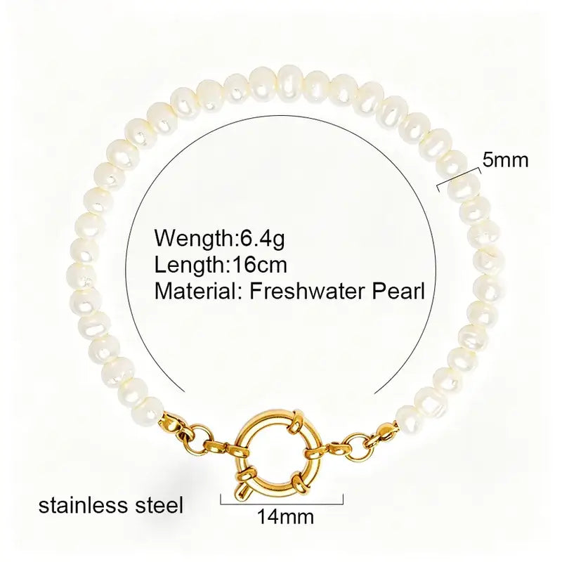Freshwater Pearl Bracelet – 14K Gold Plated Clasp