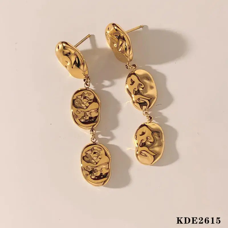 18K Plated Stainless Steel Drop Earrings in Silver or Gold