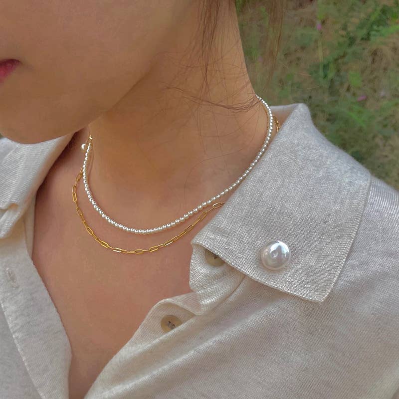 Pearl Beaded Personalized Initial Necklace with Charms