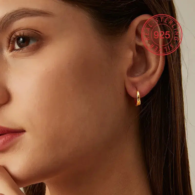 Simple Sterling Silver Small Round Hoop Earrings
