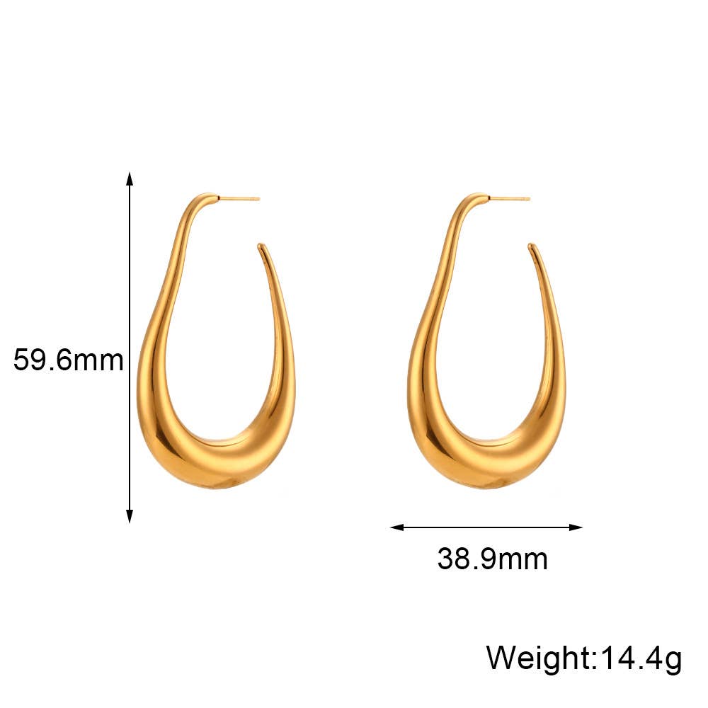 Geometric 18K Gold Plated Stainless Steel Earrings Hoops