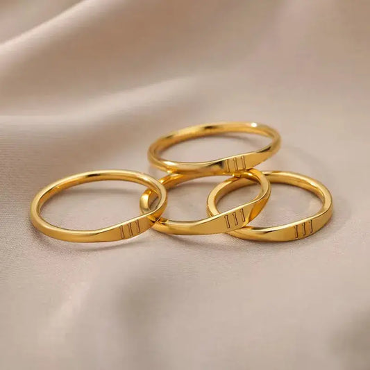 18K Gold Angel Number Ring Simple – Stainless Steel