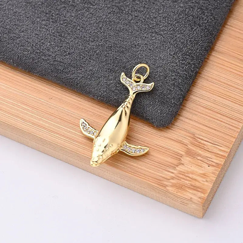 Gold Plated Whale Charm for Pendant Necklace