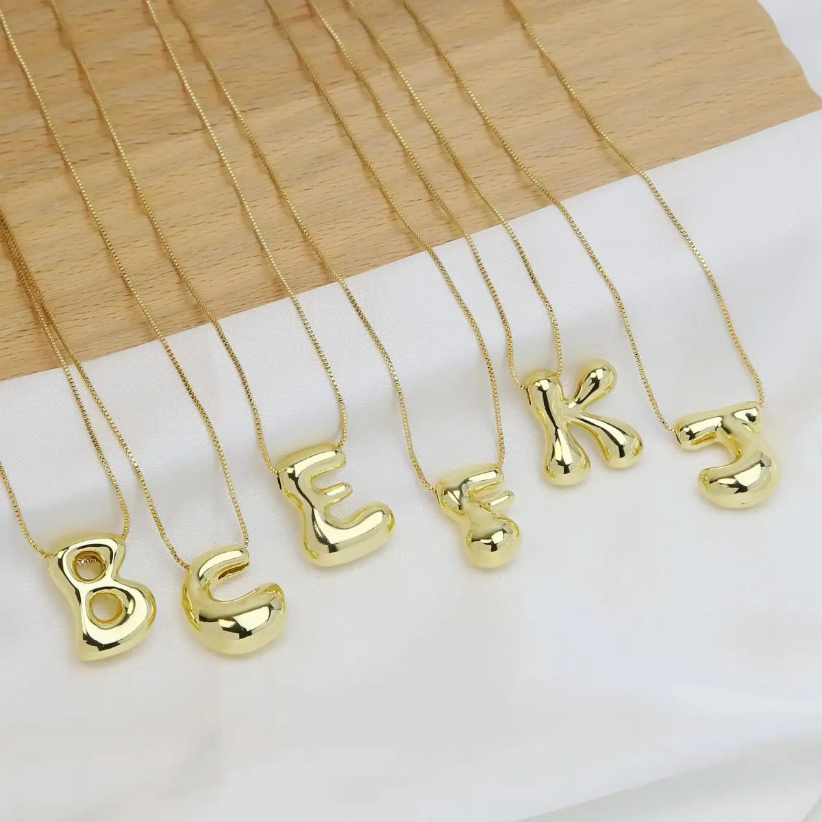 Groovy Large Bubble Initial Alphabet Necklace Jewelry