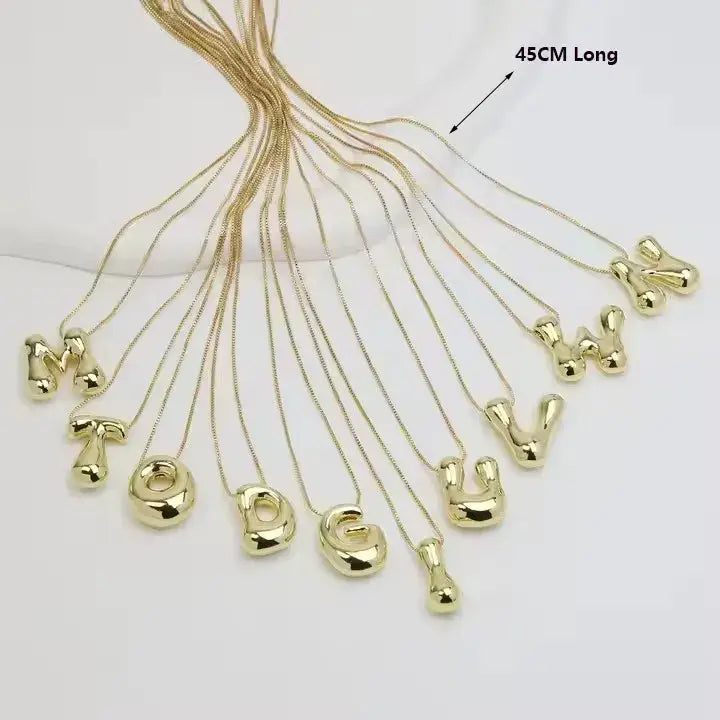 Groovy Large Bubble Initial Alphabet Necklace Jewelry