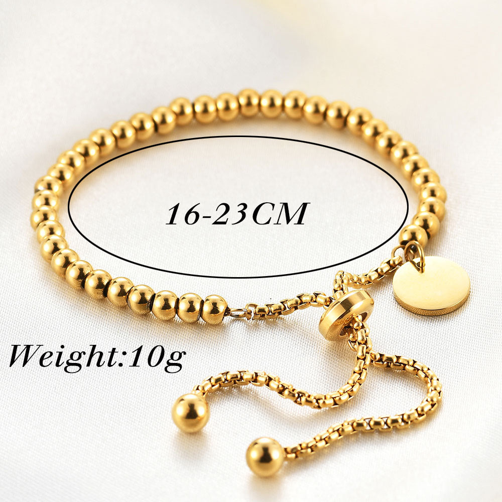 18K Gold Plated Beaded Ball Bracelet Adjustable