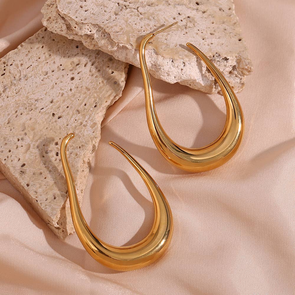 Geometric 18K Gold Plated Stainless Steel Earrings Hoops