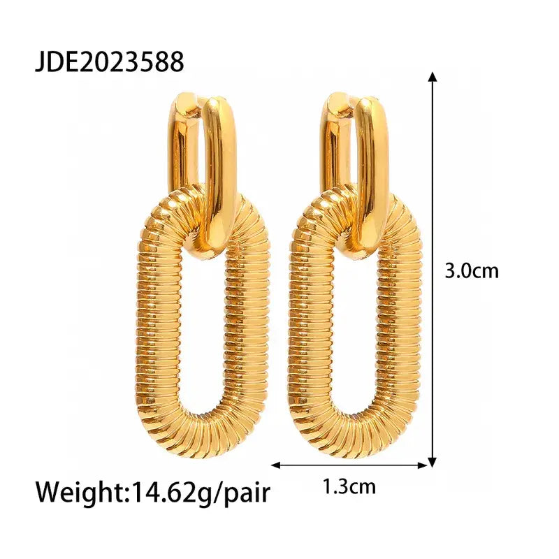 Oval Gold Hoop Earrings – Stainless Steel Drop Earrings