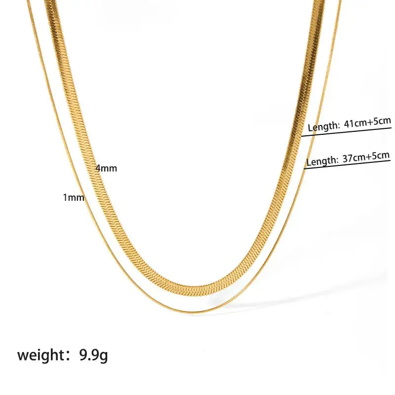 Layering Double 18K Gold Plated Chain Necklace Simple