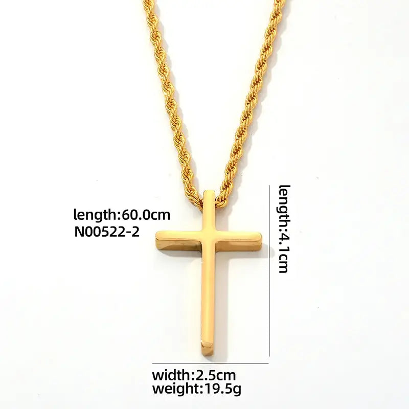 Mens Stainless Steel Cross Necklace Silver or Gold