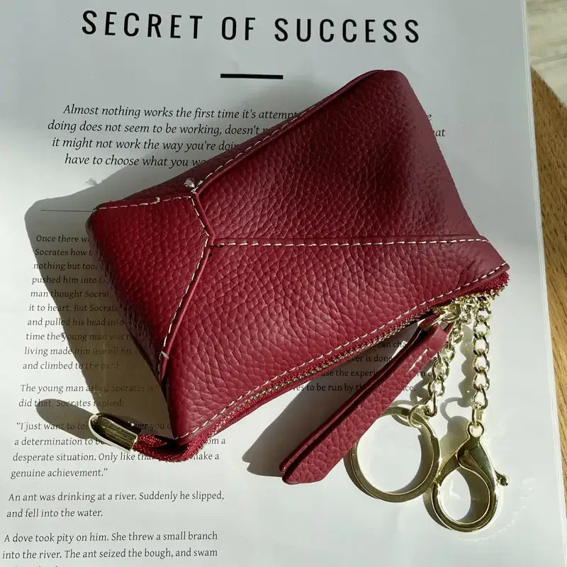 Genuine Leather Coin Purse Wallet with Keychain