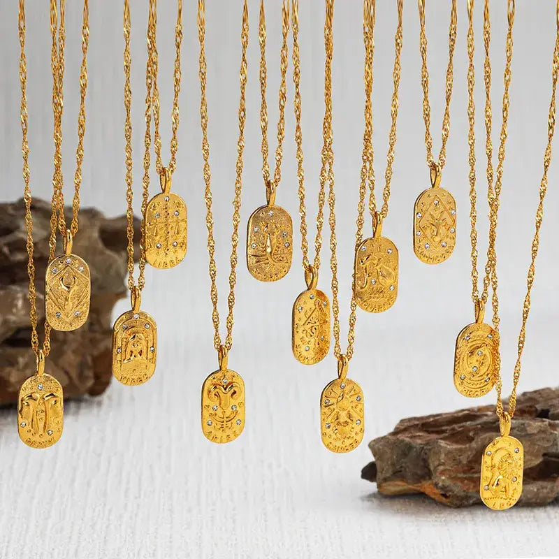 Gold Zodiac Constellation Pendant Necklace