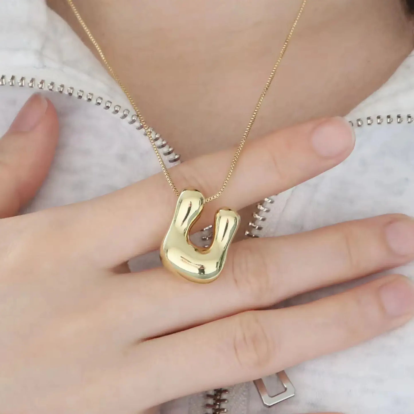 Groovy Large Bubble Initial Alphabet Necklace Jewelry