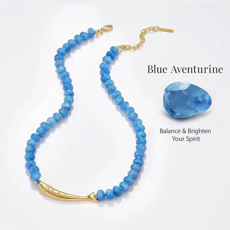 Blue Aventurine Beaded Fish Necklace – Coastal Jewelry