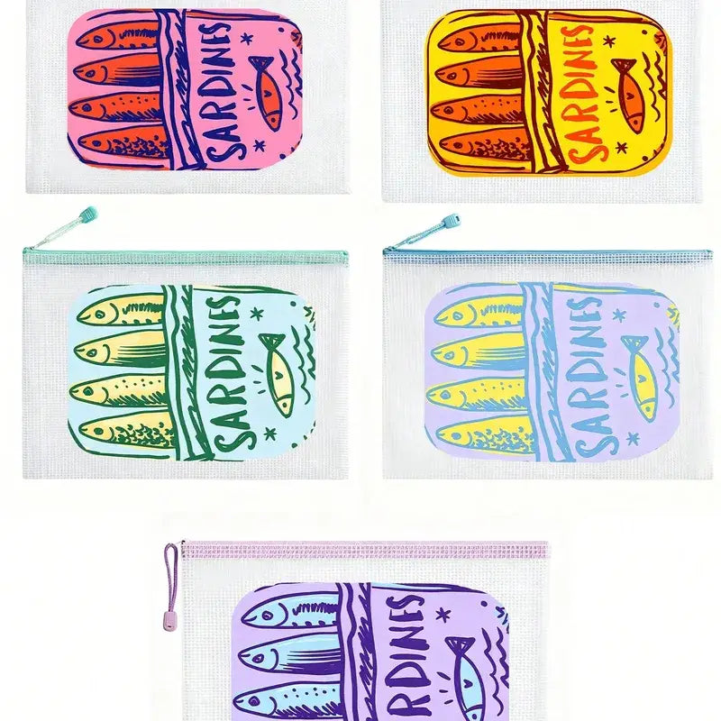 Colorful Sardine Print PVC Cosmetic Bag