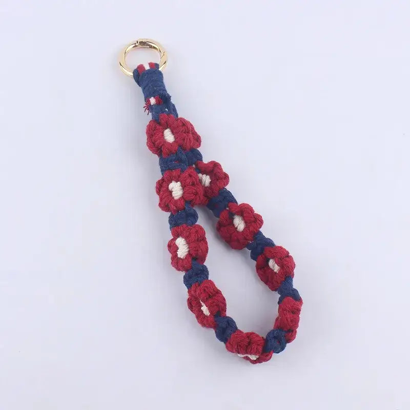 Daisy Flower Cotton Keychain Wristlet Key Holder