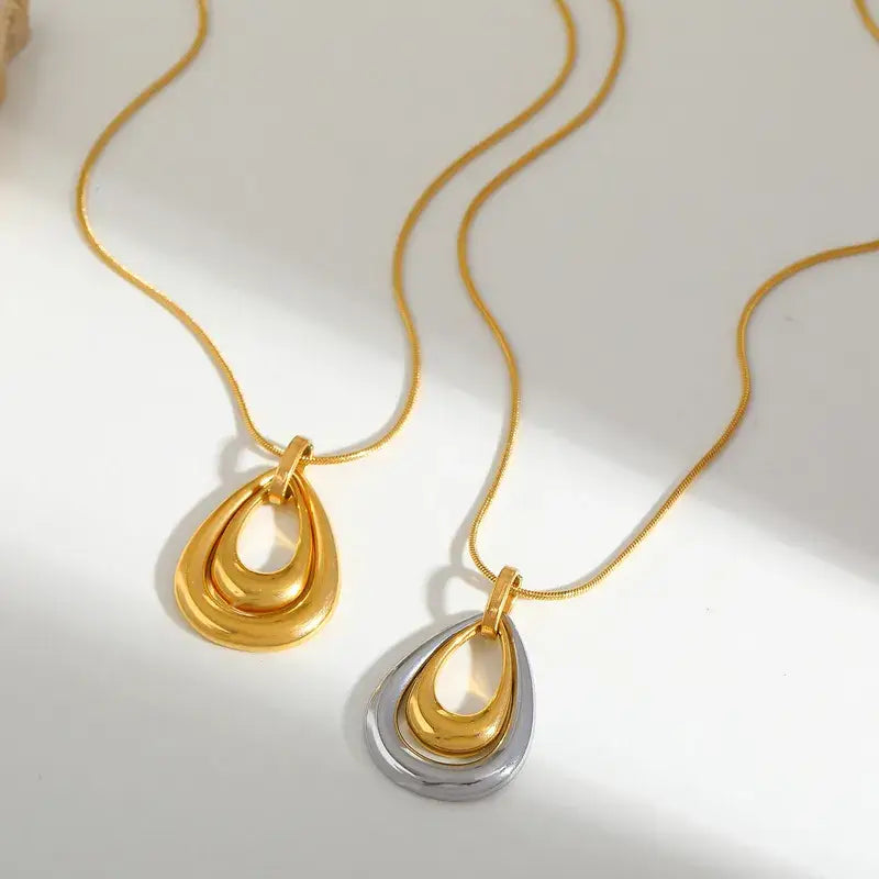 Tear Drop Necklace in Gold and Gold/Silver Jewelry Pendant