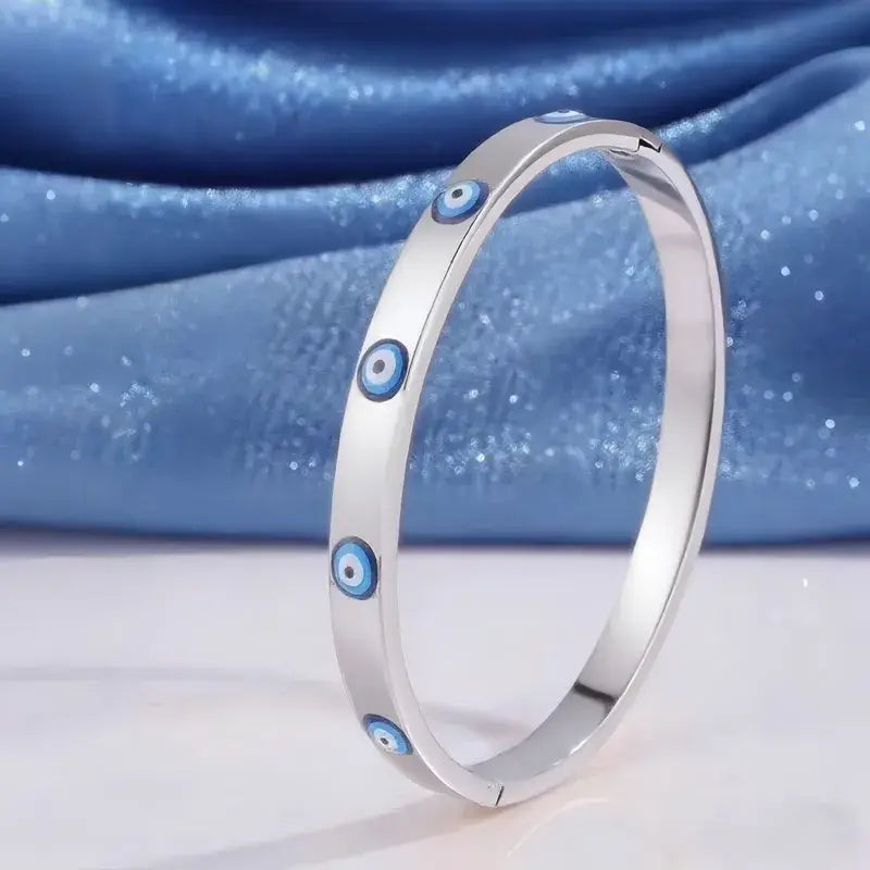 Evil Eye Gold Plated Stainless Steel Cuff Bracelet Jewelry