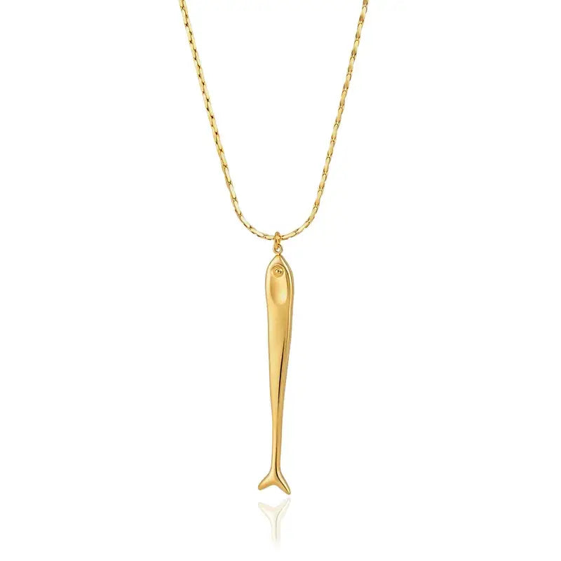 Coastal Fish Necklace, 18K Gold PVD