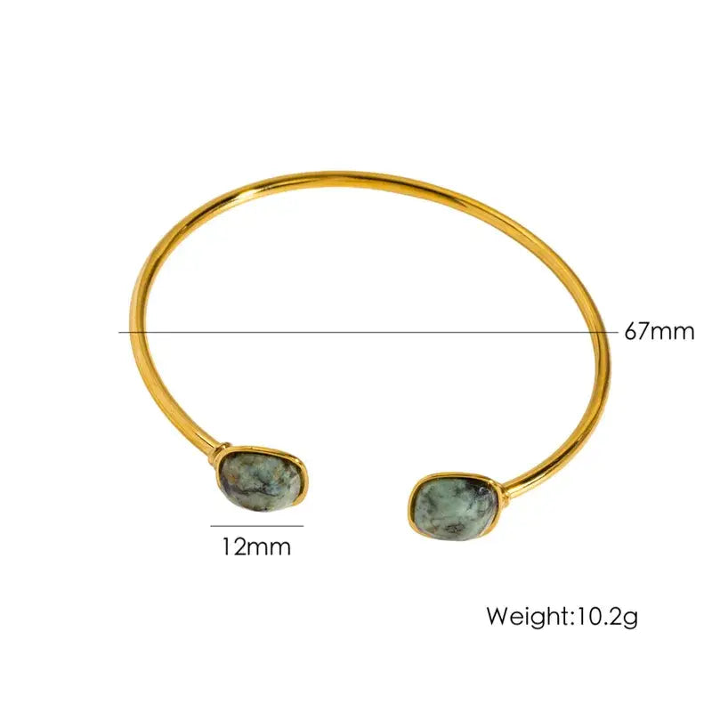 Waterproof Gold Stone Inlay Bangle – Stainless Steel