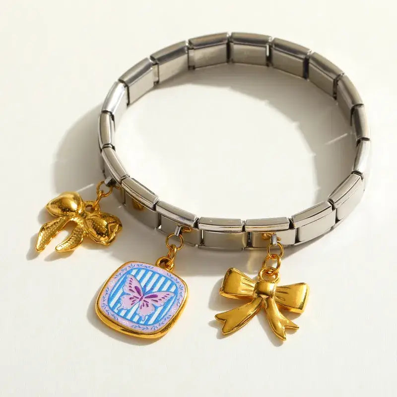 18K Gold Pendant Bracelet – Heart, Butterfly, or Knot Bow