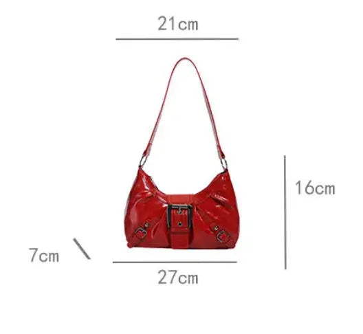 Women’s Square PU Leather Shoulder Bag – Black or Red