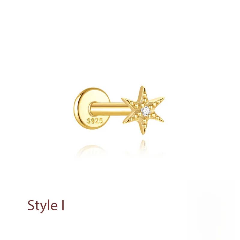Sterling Silver Gold Tassel Stud Earrings