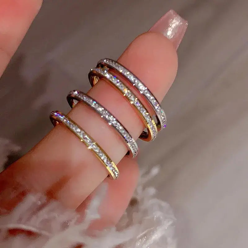 Starburst Dainty Ring – Titanium Steel Diamond Band