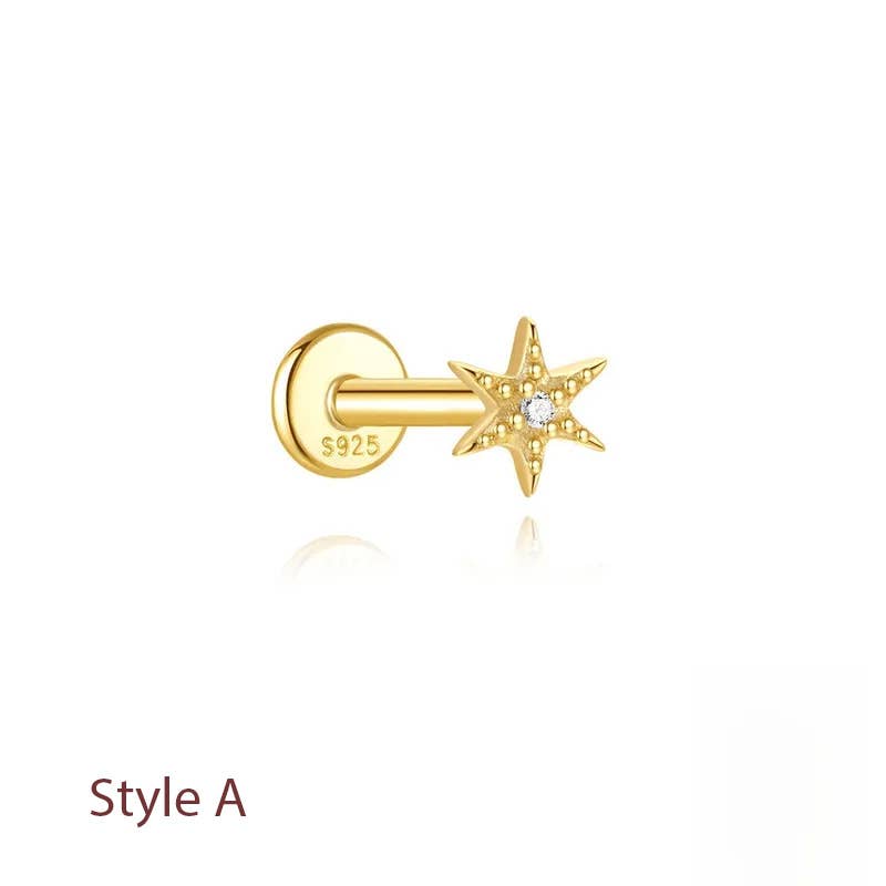 Sterling Silver Gold Tassel Stud Earrings