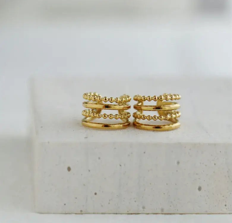 18K Gold Plated Stainless Steel Cuff Wrap Earring Jewelry
