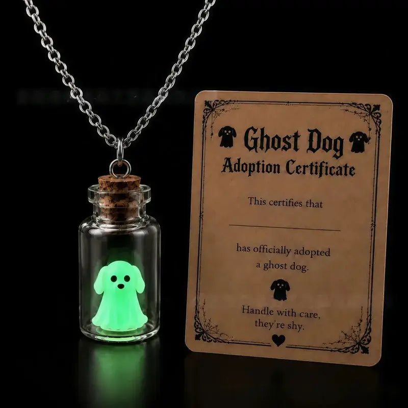 Glow in the Dark Ghost Necklace Halloween Pendant