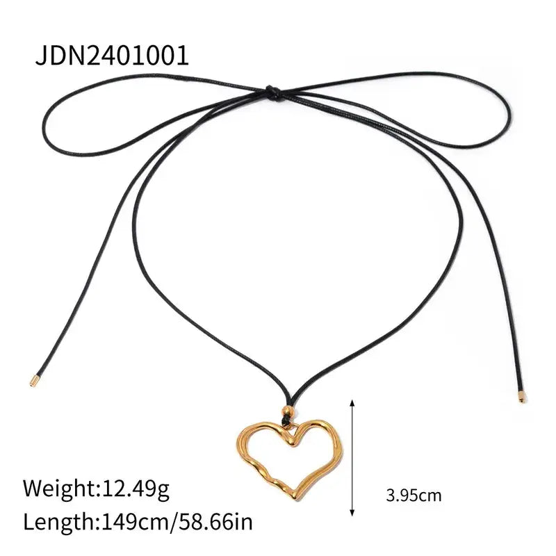 Gold Plated Pendant Black Rope Jewelry