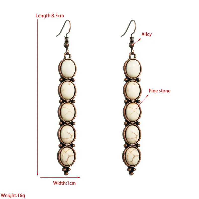 Drop Western Turquoise Color Earrings in Teal or White