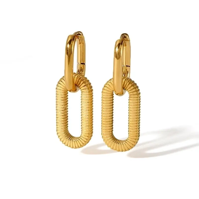 Oval Gold Hoop Earrings – Stainless Steel Drop Earrings