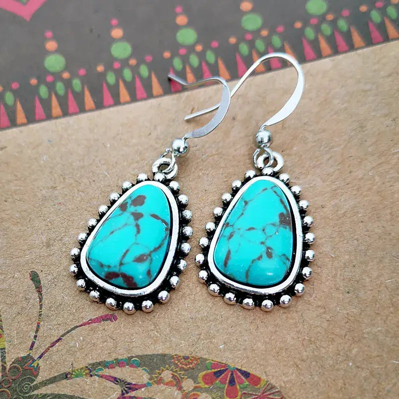 Silver Plated Turquoise Drop Earrings Jewelry