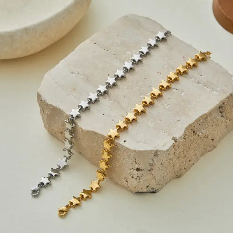 18K Gold Star Bracelet – Stainless Steel PVD in Silver/Gold
