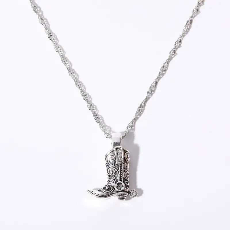 18K Gold Plated Cowboy Boot Pendant Necklace Jewelry