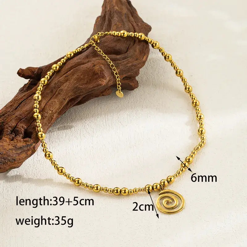 Spiral Drop Pendant Necklace – Gold or Silver