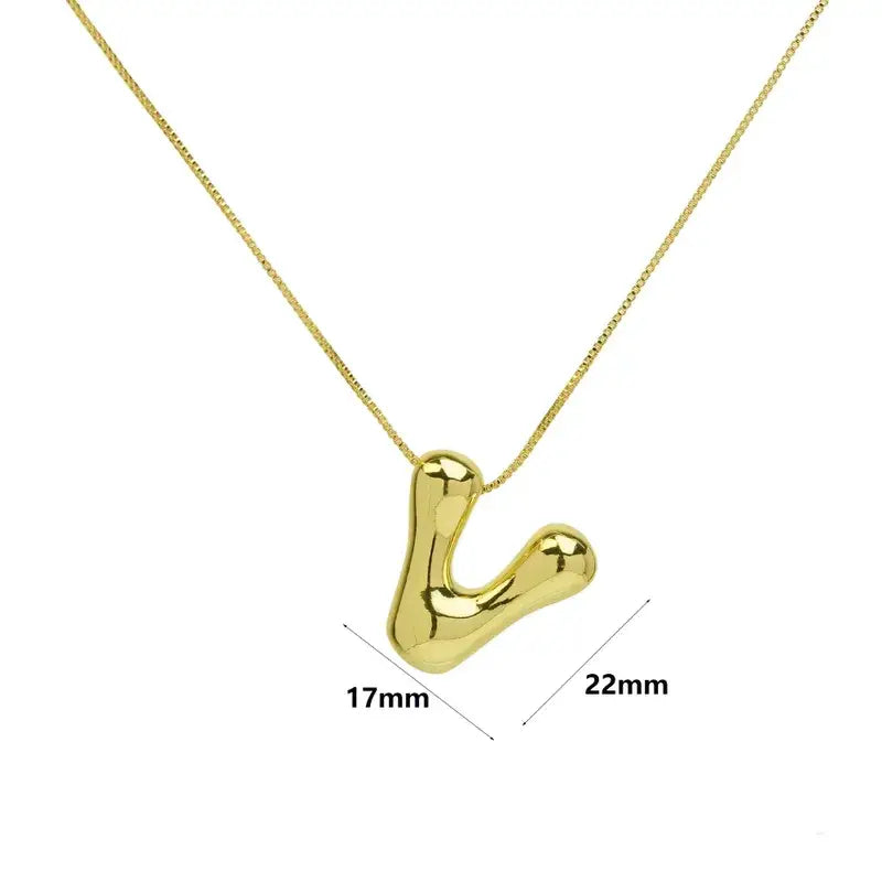 Groovy Large Bubble Initial Alphabet Necklace Jewelry