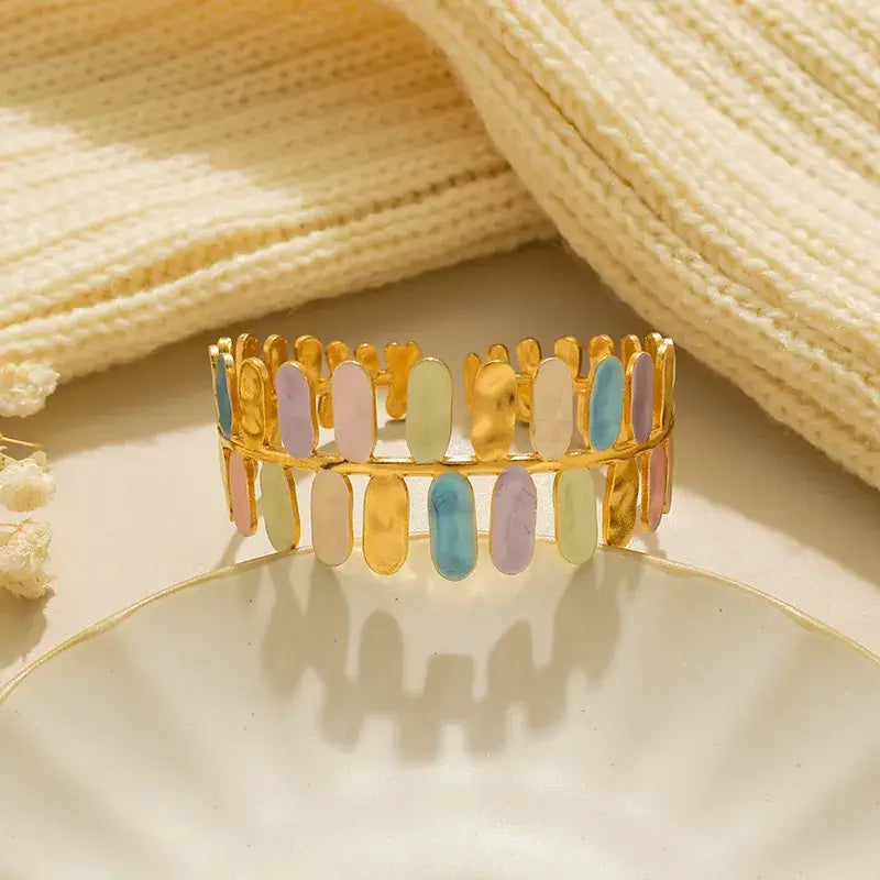 18K Gold Leaf Cuff Bracelet – Stainless Steel