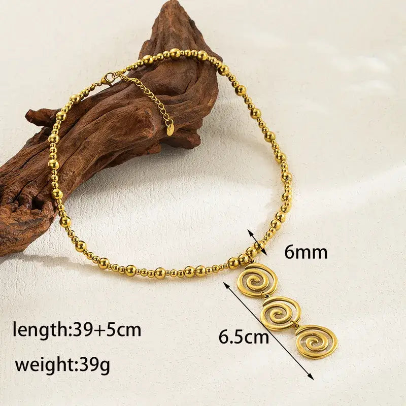 Spiral Drop Pendant Necklace – Gold or Silver