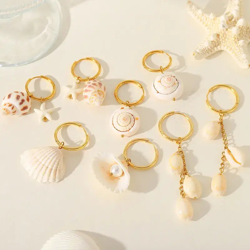 Conch Shell 18K Gold Plated Drop Earrings