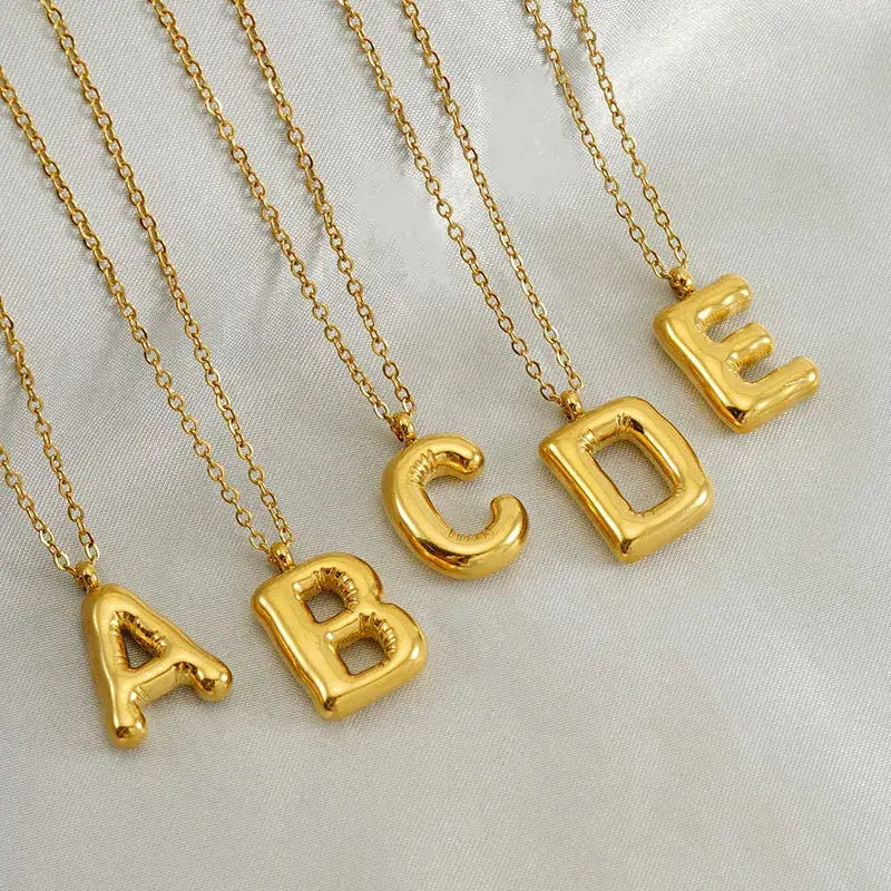 18K Gold Plated Balloon Initial Necklace Jewelry