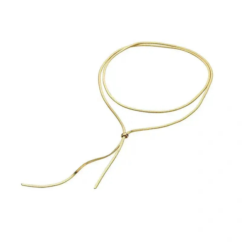 Long Double Loop Hang Necklace Jewelry in Silver or Gold